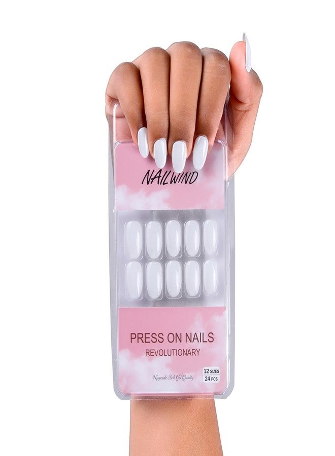 نيل ويند أظافر صناعية فرنسية قصيرة طبيعية من نايل ويند، 24 قطعة، أظافر أكريليك تغطي كامل الظفر، أظافر صناعية طبيعية رقيقة ومريحة للنساء والفتيات (رقم 1، 24 قطعة - عبوة واحدة) - Image 2