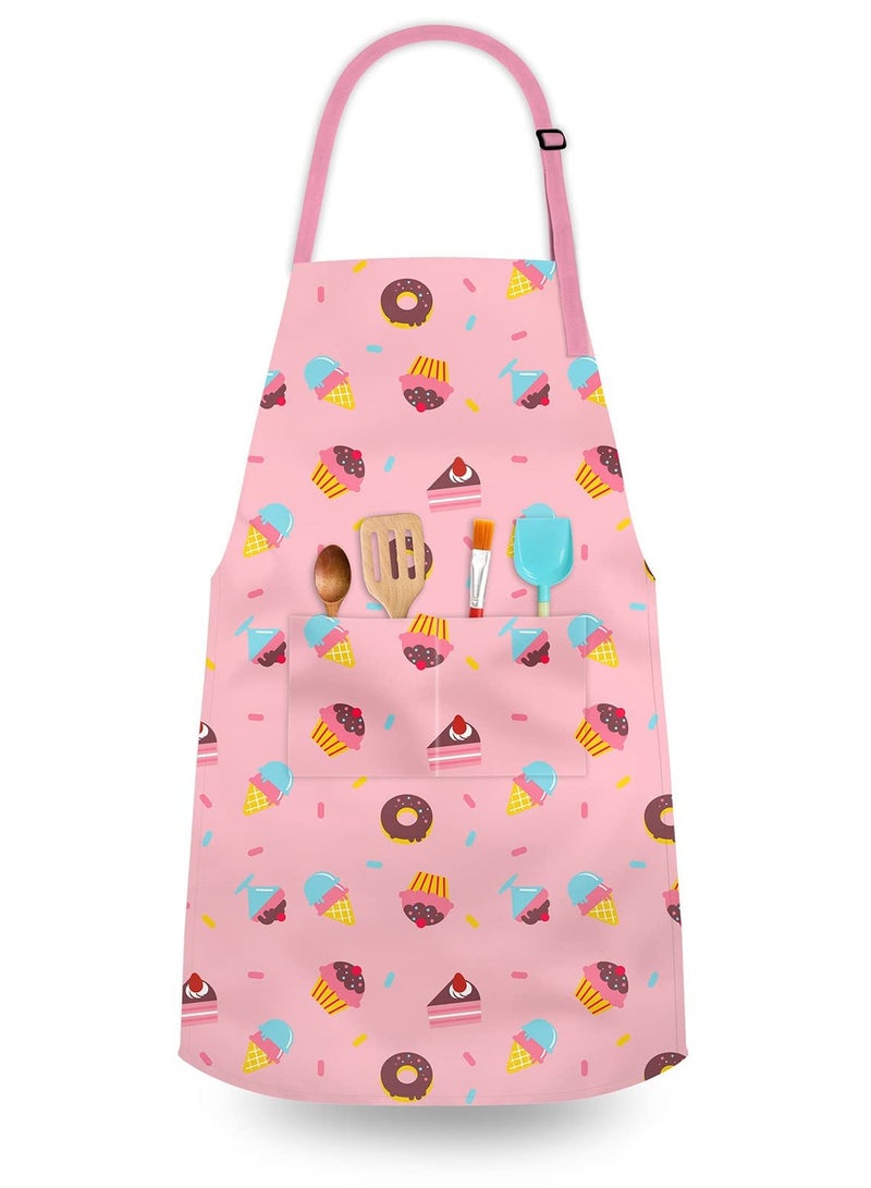 SOLARAE Kids Aprons for Girls Toddler, Adjustable with Pockets Cooking Baking Painting Crafting Art Gardening - Image 1