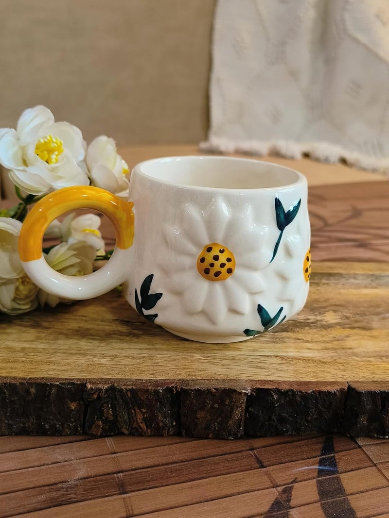 Niyara Stoneware Handmade Premium Ceramic Tea Cups and Coffee Mugs Ceramic Mugs to Gift to Best Friend Microwave Dishwasher Safe Set of 2 320ml Serendipity - Image 3