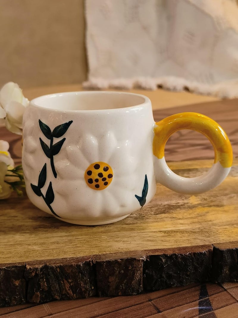 Niyara Stoneware Handmade Premium Ceramic Tea Cups and Coffee Mugs Ceramic Mugs to Gift to Best Friend Microwave Dishwasher Safe Set of 2 320ml Serendipity - Image 4