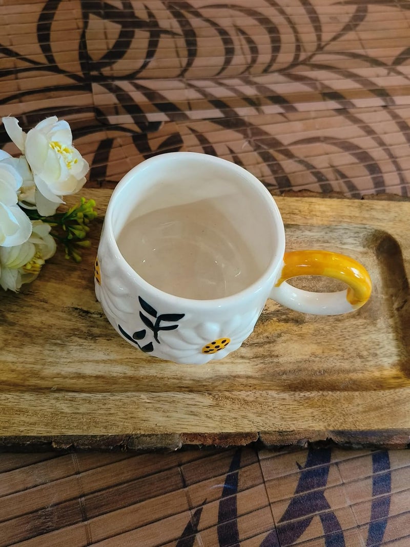 Niyara Stoneware Handmade Premium Ceramic Tea Cups and Coffee Mugs Ceramic Mugs to Gift to Best Friend Microwave Dishwasher Safe Set of 2 320ml Serendipity - Image 5