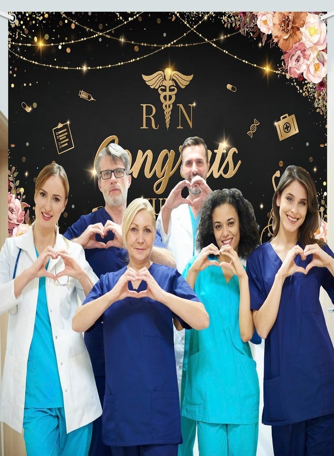 ميهوفوند لافتة تهنئة للممرضات من MEHOFOND، زينة حفل تخرج RN، دفعة 2025، دعامات كشك الصور المدرسية باللونين الأسود والأحمر، 5.9 × 3.6 قدم - Image 4