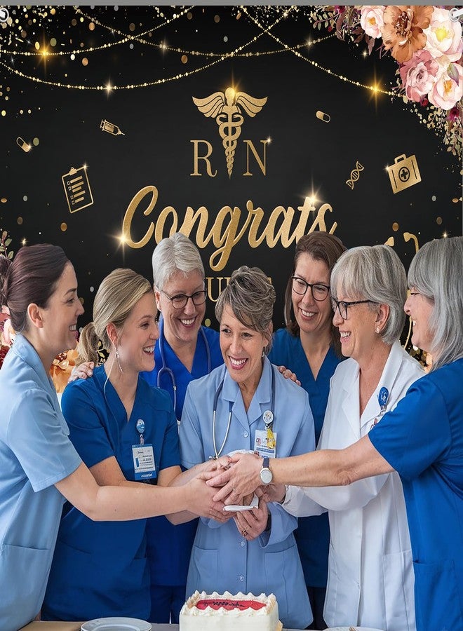 ميهوفوند لافتة تهنئة للممرضات من MEHOFOND، زينة حفل تخرج RN، دفعة 2025، دعامات كشك الصور المدرسية باللونين الأسود والأحمر، 5.9 × 3.6 قدم - Image 5