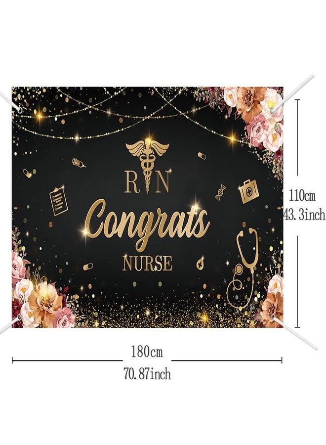ميهوفوند لافتة تهنئة للممرضات من MEHOFOND، زينة حفل تخرج RN، دفعة 2025، دعامات كشك الصور المدرسية باللونين الأسود والأحمر، 5.9 × 3.6 قدم - Image 2