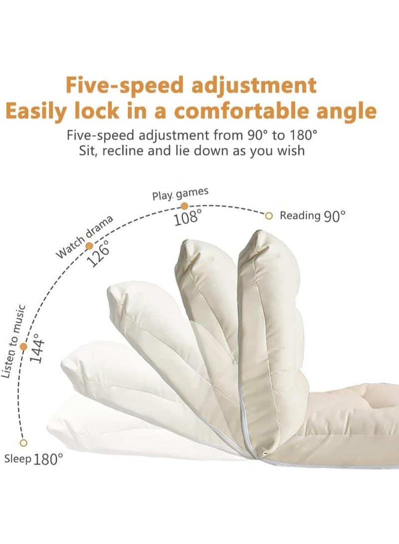 WALALLA 2 Pack Adjustable Fireside Chair, Foldable Lazy Floor Sofa, Armless Accent Bean Bag Couch, Lounger Memory Foam Chair, Corner Chair, Tatami Sofa with Throw Pillow, 5-Position Adjustable Backrest - Image 2