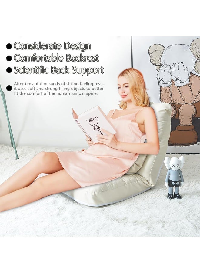 WALALLA 2 Pack Adjustable Fireside Chair, Foldable Lazy Floor Sofa, Armless Accent Bean Bag Couch, Lounger Memory Foam Chair, Corner Chair, Tatami Sofa with Throw Pillow, 5-Position Adjustable Backrest - Image 3