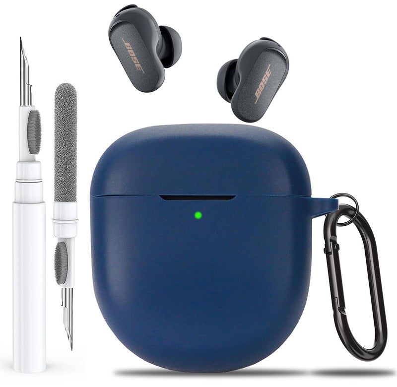 Olytop for Bose QuietComfort Earbuds II/Ultra Case with Cleaner Pen, Soft Silicone Cover Protective Shell Skin with Keychain Men Women for New Bose QC 2 Earbuds 2022/2023 - Blue - Image 1