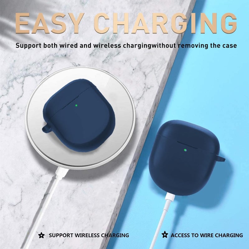 Olytop for Bose QuietComfort Earbuds II/Ultra Case with Cleaner Pen, Soft Silicone Cover Protective Shell Skin with Keychain Men Women for New Bose QC 2 Earbuds 2022/2023 - Blue - Image 5