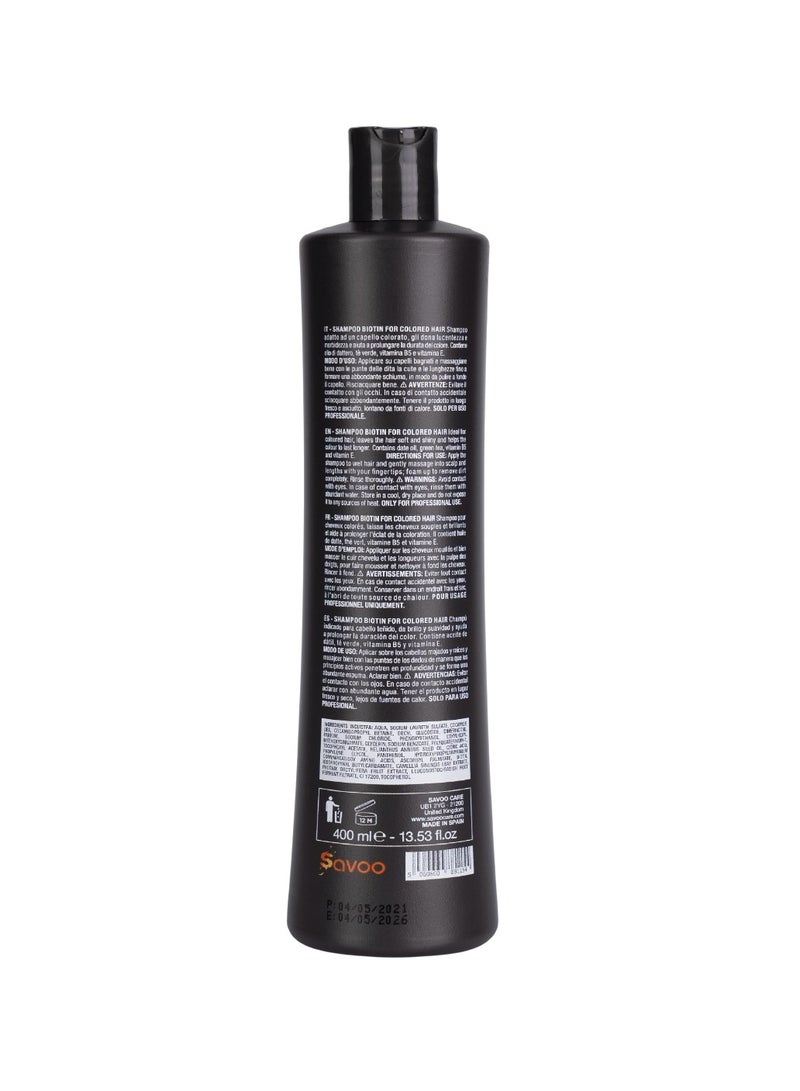 SAVOO Shampoo for Coloured Hair 400ml | With Biotin, Phyto-Keratin, Green Tea & Date Oil | Colour Protection, Moisture Boost & Hair Strengthening | Sulfate-Free Formula - Image 2