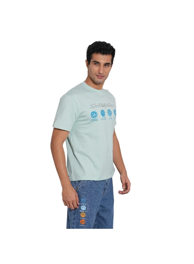 Being Human Mens Light Blue Fantastic Four Round Neck  T-Shirt