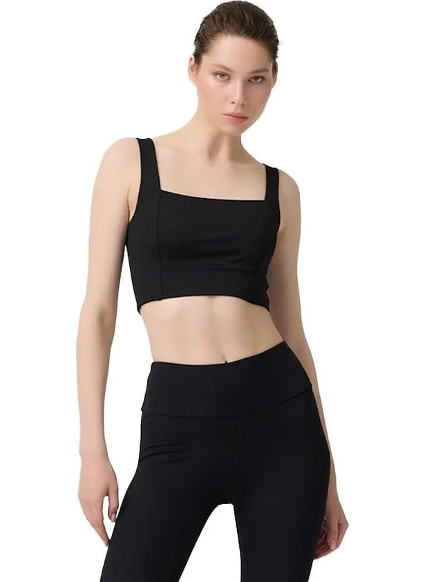 COTTONHILL Black Square Neck Crop Top Bustier