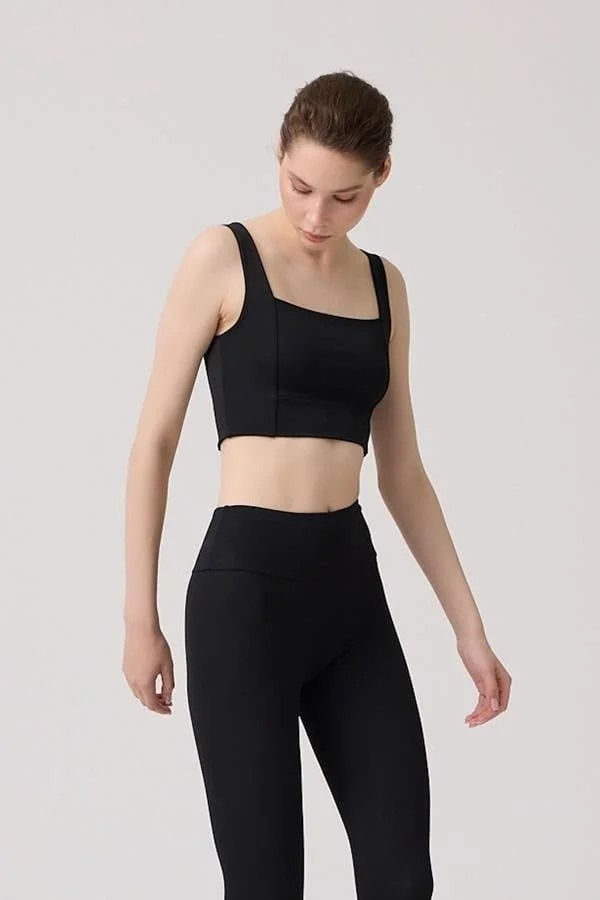 COTTONHILL Black Square Neck Crop Top Bustier