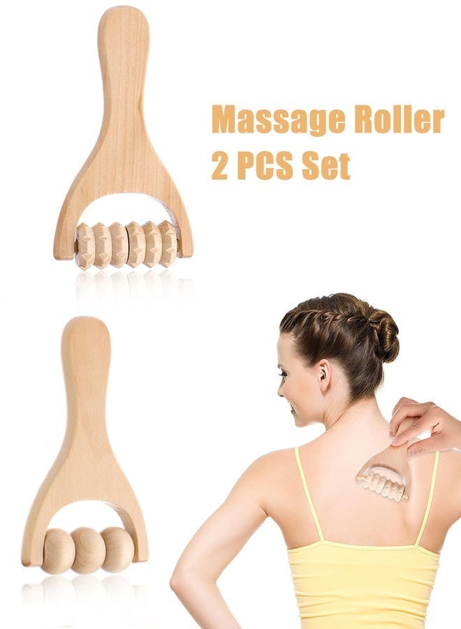 باور ايسي 2 PCS الطبيعية الخشب تدليك الأسطوانة للاسترخاء الرياضي مع حلقات الدوار - Image 1