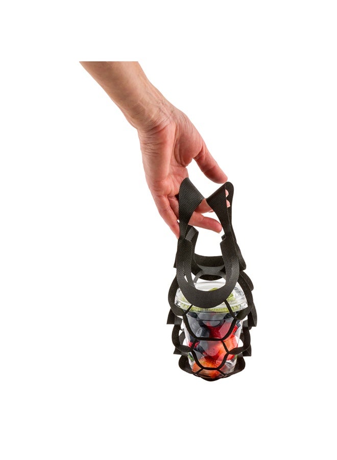 Restaurantware Bag Tek 7.9 Inch Net Bags, 100 Expandable Net Shopping Bags - Built-In Handles, Disposable, Black Non-Woven Net Market Bags, Honeycomb Design, For Take Out Or Delivery - Image 2