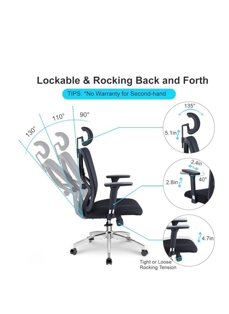 Cool Baby - Ergonomic Office Chair  High Back Desk Chair with Adjustable Lumbar Support 3D Metal Headrest and Armrests 130° Computer Chair Mesh Rocking Chair - Image 1