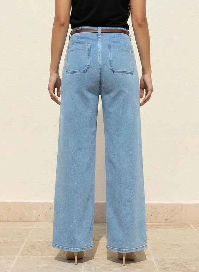 Splash FAV BLUE Jeans with Patch Pockets Cotton for Women | Best Price UAE