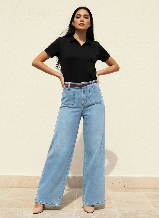 Splash FAV BLUE Jeans with Patch Pockets Cotton for Women | Best Price UAE
