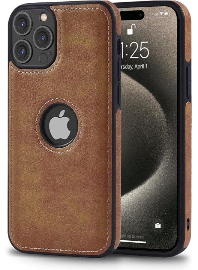 حافظة آيفون 15 برو ماكس، غلاف رفيع مرن ناعم فاخر بتصميم كلاسيكي للرجال، حافظة مقاومة للخدش والصدمات لهاتف آيفون 15 برو ماكس (2023) 6.7" (بني) - Image 1