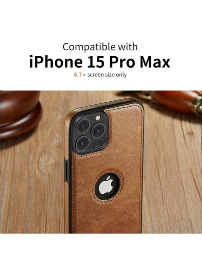 حافظة آيفون 15 برو ماكس، غلاف رفيع مرن ناعم فاخر بتصميم كلاسيكي للرجال، حافظة مقاومة للخدش والصدمات لهاتف آيفون 15 برو ماكس (2023) 6.7" (بني) - Image 2