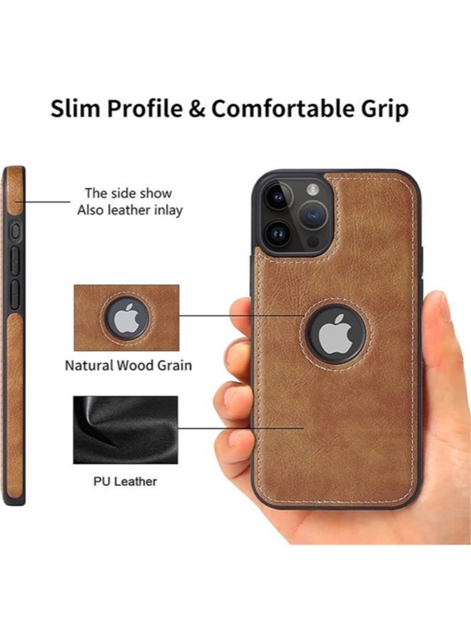 حافظة آيفون 15 برو ماكس، غلاف رفيع مرن ناعم فاخر بتصميم كلاسيكي للرجال، حافظة مقاومة للخدش والصدمات لهاتف آيفون 15 برو ماكس (2023) 6.7" (بني) - Image 3