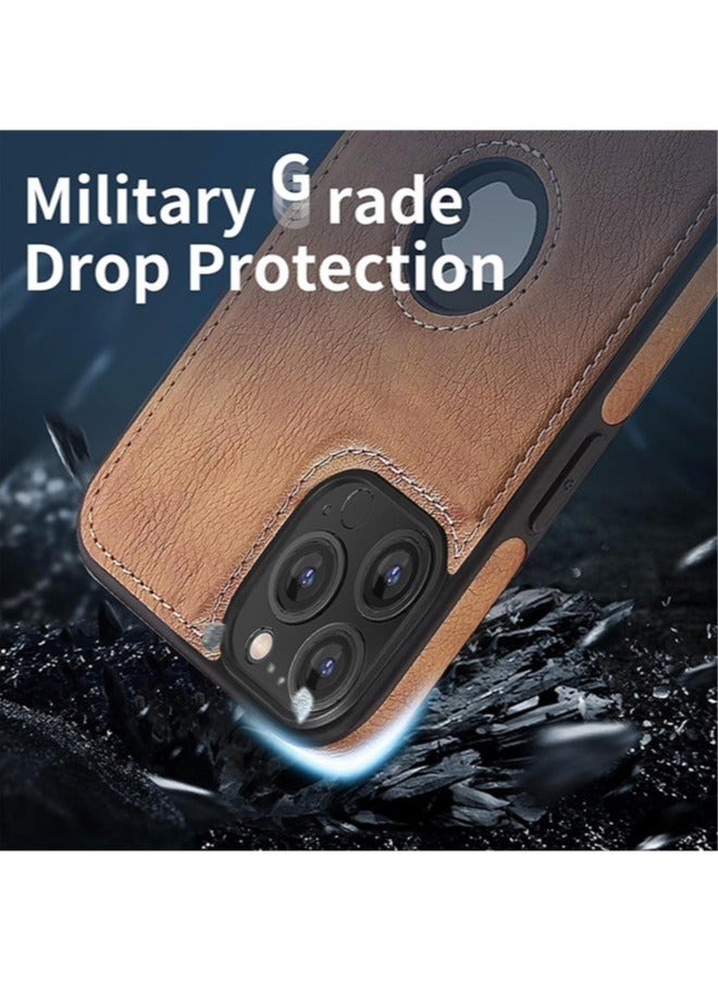 حافظة آيفون 15 برو ماكس، غلاف رفيع مرن ناعم فاخر بتصميم كلاسيكي للرجال، حافظة مقاومة للخدش والصدمات لهاتف آيفون 15 برو ماكس (2023) 6.7" (بني) - Image 4