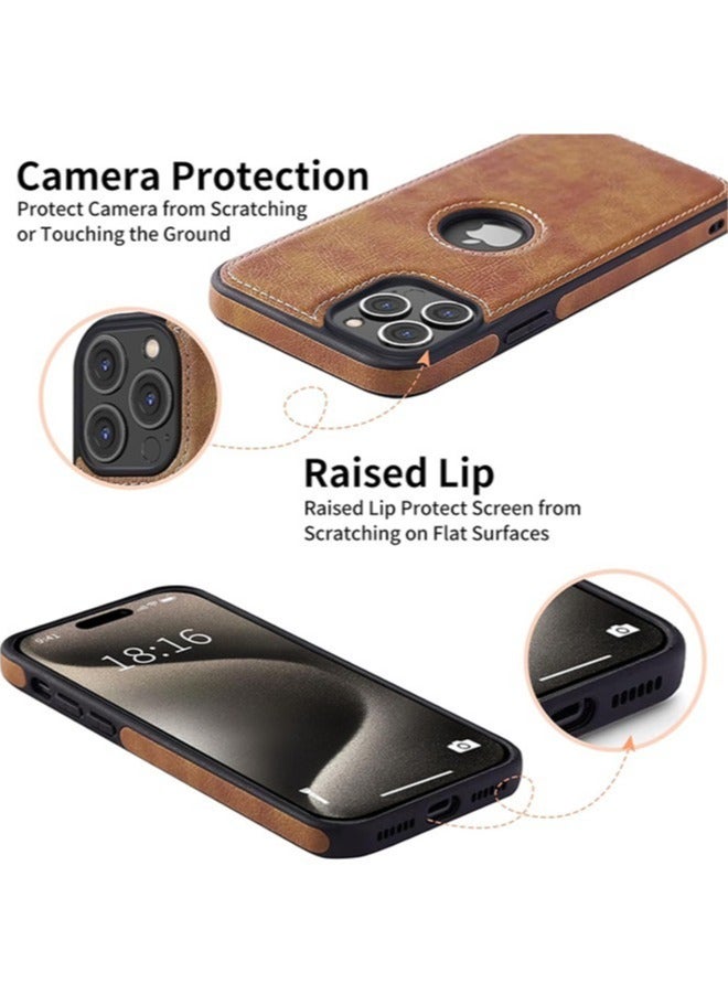 حافظة آيفون 15 برو ماكس، غلاف رفيع مرن ناعم فاخر بتصميم كلاسيكي للرجال، حافظة مقاومة للخدش والصدمات لهاتف آيفون 15 برو ماكس (2023) 6.7" (بني) - Image 5