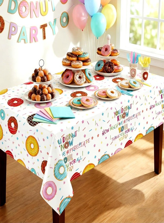 Mindsoft 4 Pack Appreciation Tablecloth Doughnut You Donut Know How Much We Appreciate Tablecloths Donut Thanks for All You Do Table Cover for Teacher Employee Doctor Appreciation Party Decor - Image 2