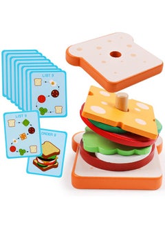 kizh Wooden Sandwich Sorting Stacking Toys Play Food Set For Toddlers Preschool Educational Montessori Toys Fine Motor Toys For Kids Boys Girls  - Image 1