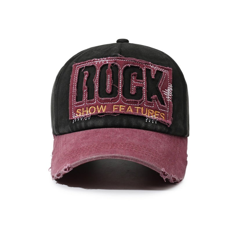 قبعة كورية مطرزة ROCK، قبعة بيسبول قطنية مغسولة، نمط رجعي هيب هوب - Image 5