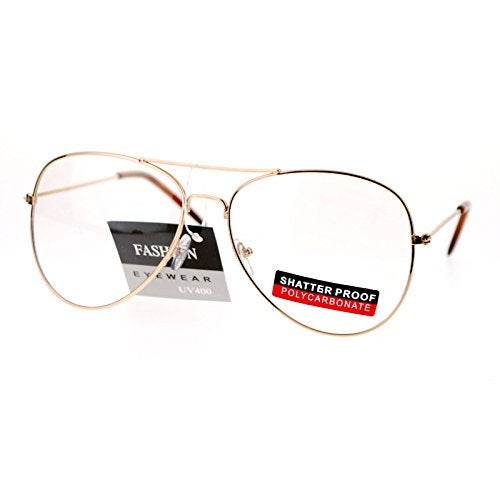 SA106 Classic Wire Rim Tear Drop Shape Pilot Clear Lens Eye Glasses Gold - Image 2