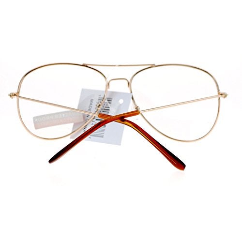 SA106 Classic Wire Rim Tear Drop Shape Pilot Clear Lens Eye Glasses Gold - Image 5