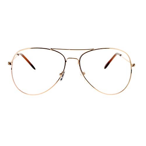 SA106 Classic Wire Rim Tear Drop Shape Pilot Clear Lens Eye Glasses Gold - Image 1