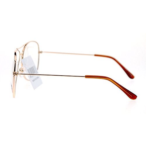 SA106 Classic Wire Rim Tear Drop Shape Pilot Clear Lens Eye Glasses Gold - Image 4