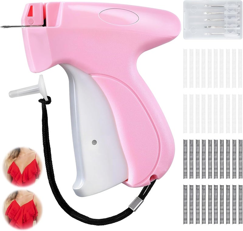 KEEUH Pink and White Stitch Gun for Clothes - Quick Stitch Sewing Gun for Clothing Fixer Includes 2000 Black Fasteners & 2000 White Fasteners with 6 Need - Image 1