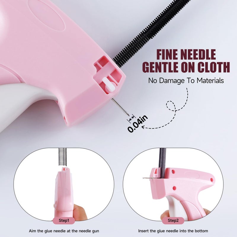 KEEUH Pink and White Stitch Gun for Clothes - Quick Stitch Sewing Gun for Clothing Fixer Includes 2000 Black Fasteners & 2000 White Fasteners with 6 Need - Image 3