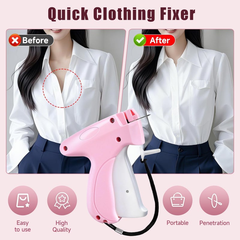 KEEUH Pink and White Stitch Gun for Clothes - Quick Stitch Sewing Gun for Clothing Fixer Includes 2000 Black Fasteners & 2000 White Fasteners with 6 Need - Image 4