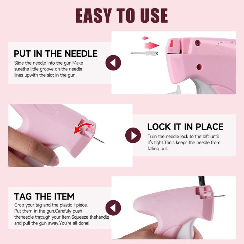KEEUH Pink and White Stitch Gun for Clothes - Quick Stitch Sewing Gun for Clothing Fixer Includes 2000 Black Fasteners & 2000 White Fasteners with 6 Need - Image 2