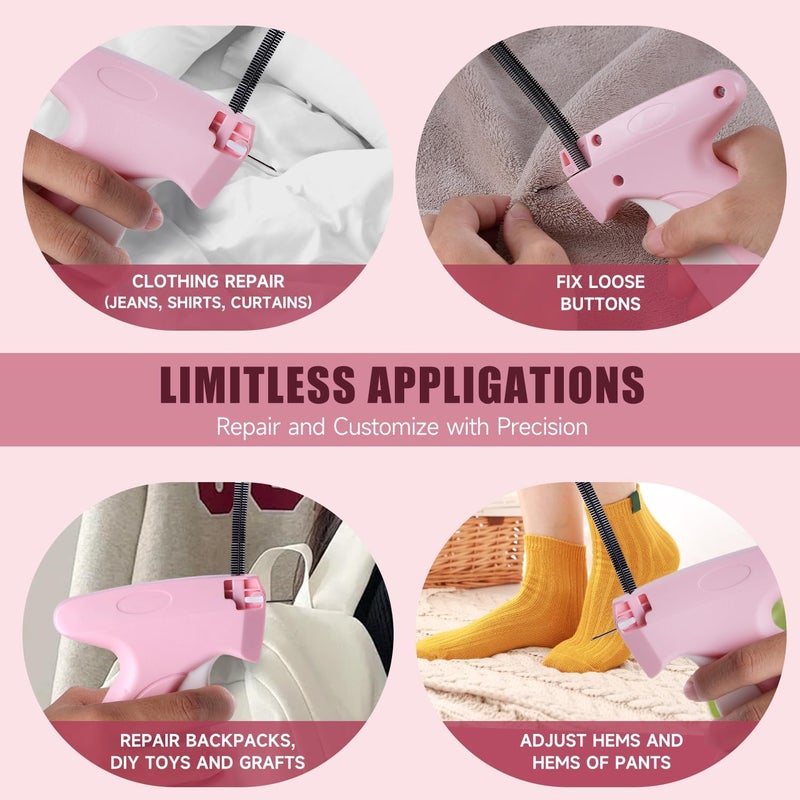 KEEUH Pink and White Stitch Gun for Clothes - Quick Stitch Sewing Gun for Clothing Fixer Includes 2000 Black Fasteners & 2000 White Fasteners with 6 Need - Image 5