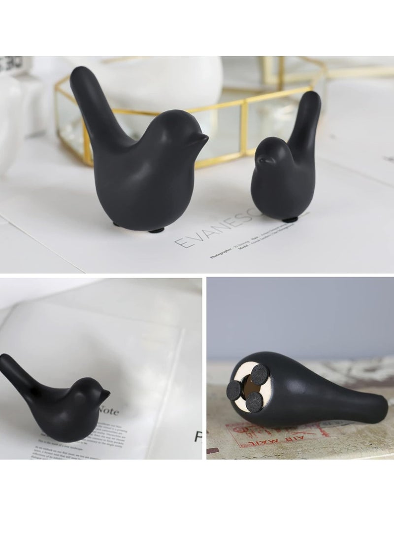 Raxoom Bird Statue Decor, 2 Pack Ceramic Small Animal Figurines Accent Home Decor Sculpture Ornaments for Living Room, Bedroom, Office, Store Desktop Shelf (Black) - Image 4