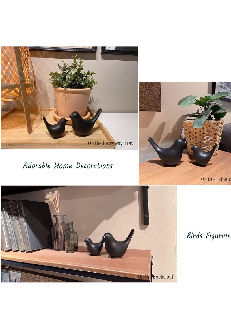 Raxoom Bird Statue Decor, 2 Pack Ceramic Small Animal Figurines Accent Home Decor Sculpture Ornaments for Living Room, Bedroom, Office, Store Desktop Shelf (Black) - Image 5