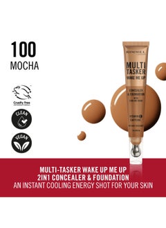 RIMMEL LONDON Multi-Tasker Wake Me Up Concealer & Foundation - 100 - Mocha, 20ml  - Image 2