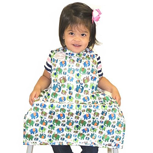 BIB-ON, Full-Coverage Bib and Apron Combination for Infant, Baby, Toddler Ages 0-4. (Elephants) - Image 2
