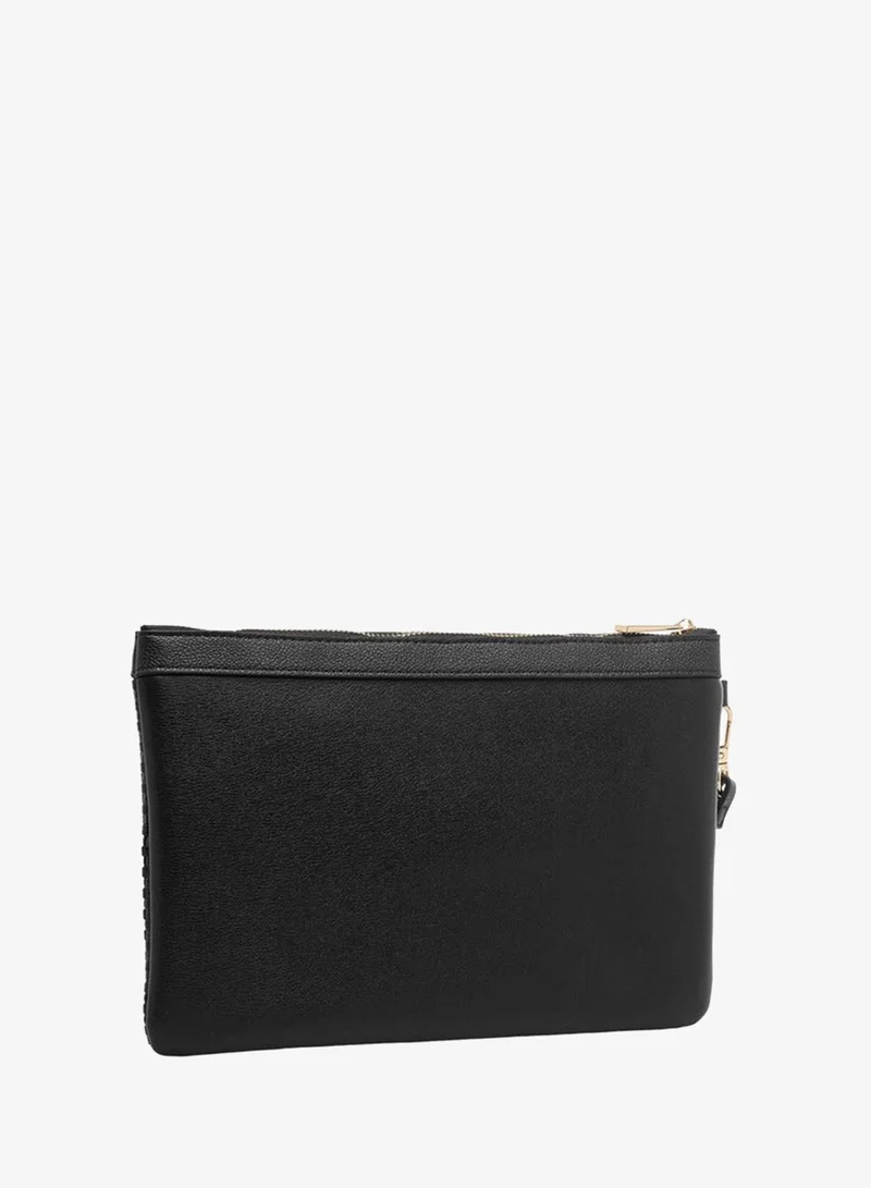Flora Bella By Shoexpress Textured Pouch with Zip Closure