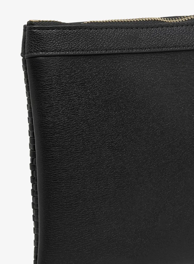 Flora Bella By Shoexpress Textured Pouch with Zip Closure