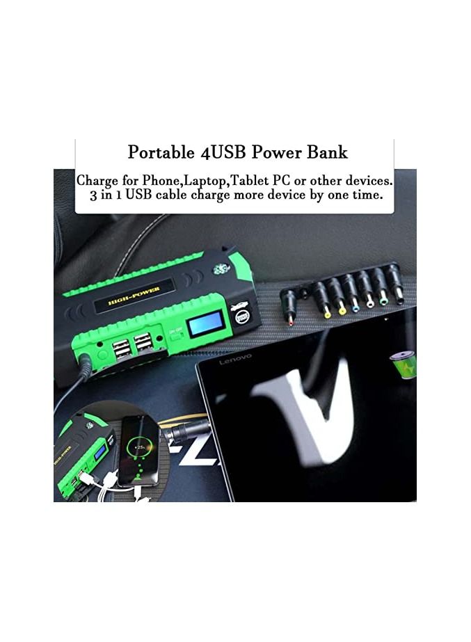 Generic Automobile Emergency Battery Booster Pack Power Bank with LED Flashlight Mobile Power Supply Car Jump Starter for Cars with LED Lighting Charging, 3-Bright Emergency Lights  - Image 2