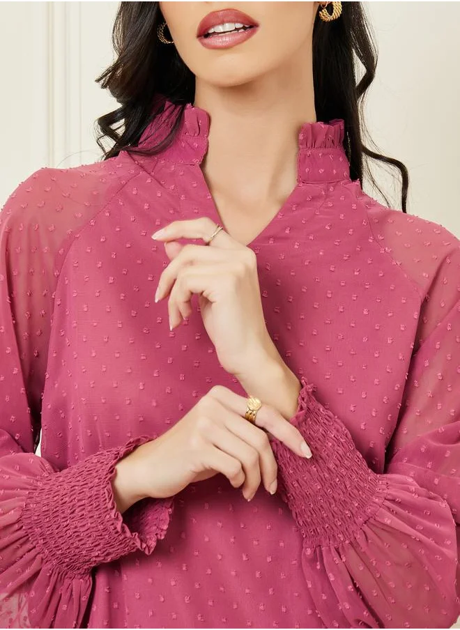 ستايلي Dobby Textured Long Sleeves Blouse