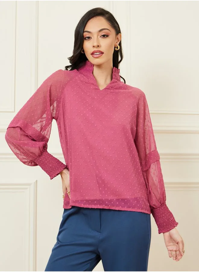 ستايلي Dobby Textured Long Sleeves Blouse