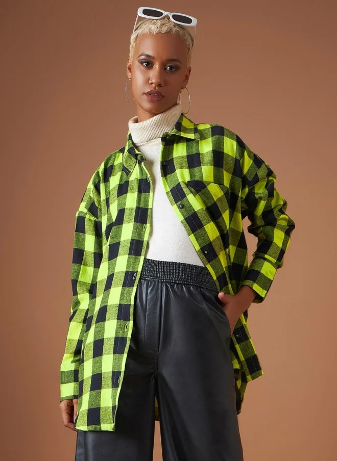 ساسافراس Buffalo Checked Oversized Shacket for Women