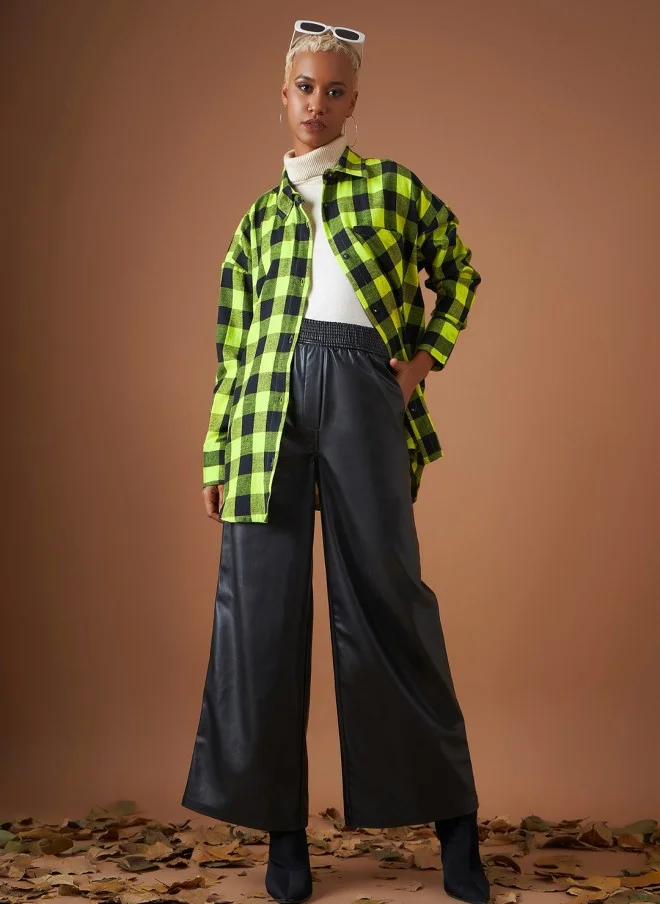 SASSAFRAS Buffalo Checked Oversized Shacket for Women