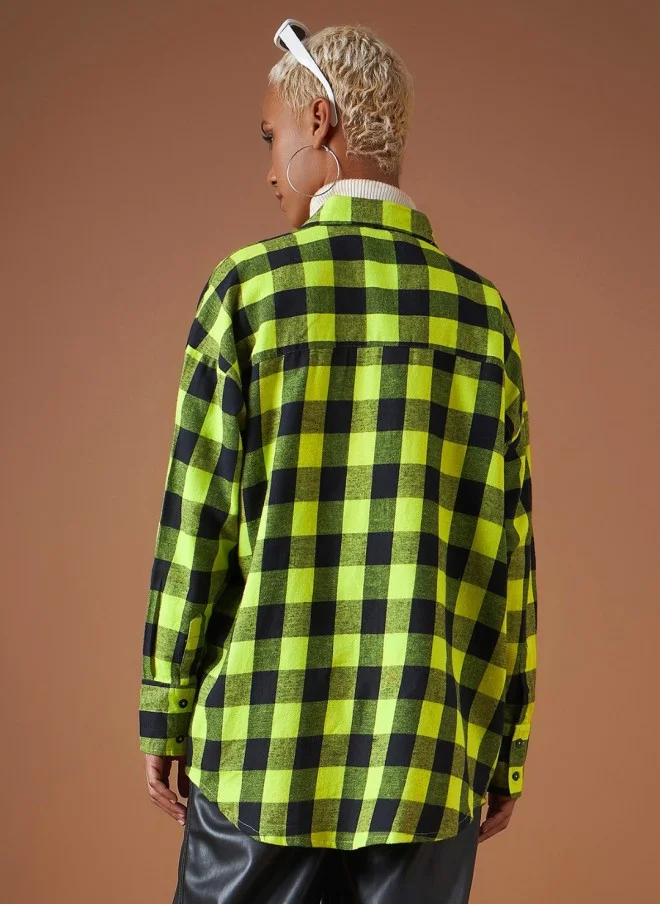 SASSAFRAS Buffalo Checked Oversized Shacket for Women